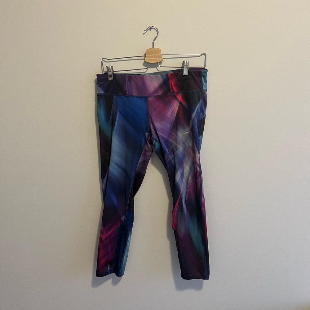 Nike Leggings Women's Large Running Dri-Fit Workout Crop Pants Colorful Stretch